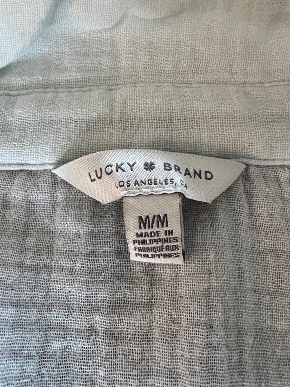 Lucky Brand Light Blue/Green Gauze Button-Down Shirt - Picture 2 of 3